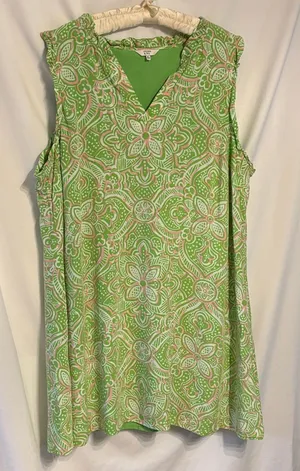 Crown & Ivy Preppy Floral Green and Pink Dress XL thumbnail 1