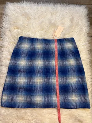 NWT Anthropologie Hutch ‘Nichole’ wool blend lined mini skirt blue plaid M thumbnail 8