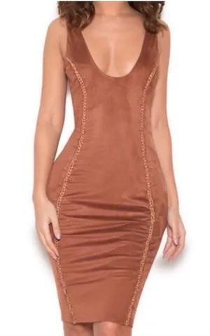 NWT House of CB Alanis Suede Dress Small thumbnail 1