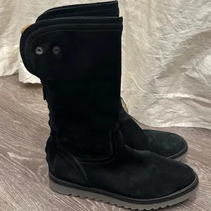 Aquatalia Paloma Black Suede Shearling Lined Snow Boots Italy‎ Apres Ski Sz 11 thumbnail 1