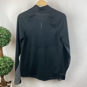 Nike Black Flash Long Sleeve Quarter Zip Dri Fit Running Shirt Top M thumbnail 3