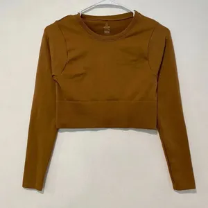OFFLINE by Aerie Crop Top Size S Brown Long Sleeve Seamless Workout Top thumbnail 2