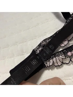 For Love and Lemons Coco Bra Unlined Floral Lace Black/Pink Bones Side Sz XL thumbnail 7