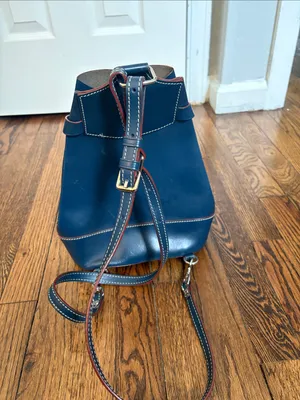 Dooney & Bourke Navy Leather Alto Pyramid Sling Backpack With Coin Purse Set thumbnail 4