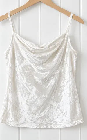 Free People Intimates Small All Night Velvet Camisole Champagne Cowl Neck thumbnail 1