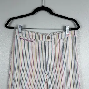 Madewell Womens Rainbow Stripe Wide Leg‎ Crop Pants White Multi Sz 27 thumbnail 5