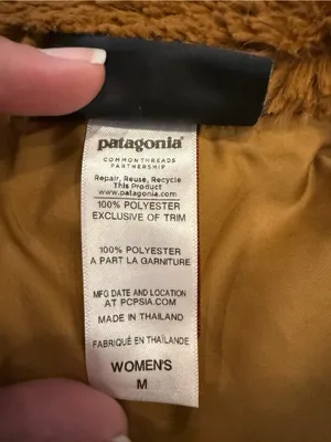 Patagonia High Pile Faux Fur Vest Gorpcore Brown Chevron Full Zip Layering M thumbnail 4