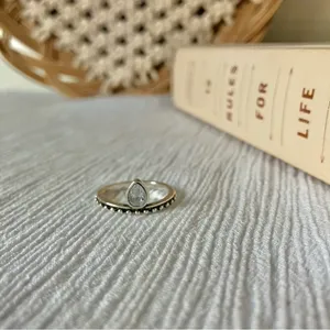 Crown Ring Pear Teardrop Bohemian Stacking Band Vintage “Tuilelaith” Silver Jewelry thumbnail 9