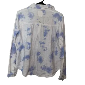 Billabong Blue And White Tye Die Long Sleeve Button Up Shirt Size Large thumbnail 2