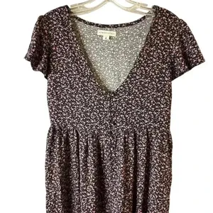 Aeropostale Women's S Floral V-Neck‎ Babydoll Mini Dress Multicolor thumbnail 2