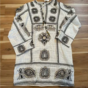 Zara Embroidered Short Dress White thumbnail 5