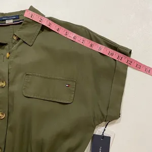 Tommy Hilfiger Olive Green Utility Shirt Dress NWT Size 2 thumbnail 5