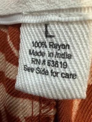 French Laundry Rust and Cream Palm-Print Drawstring Shorts thumbnail 5
