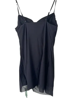 NWT Halara Black Chiffon Ruched Spaghetti Strap Mini Dress Size Large thumbnail 3