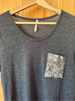 miami Dark Gray Short Sleeve Tee with Sequin Pocket size large thumbnail 2