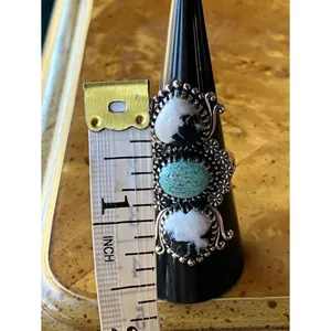 White Buffalo Turquoise Nevada Turquoise Sterling Silver Heart Ring Size 7 thumbnail 6