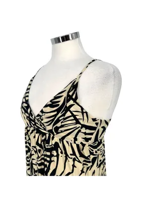 Patrons Of Peace Boho Tropical Leaf Print V-Neck Sundress Ivory Black Size XS thumbnail 4