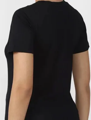 Forever 21 Black Solid V-Neck Short Sleeve Top thumbnail 6