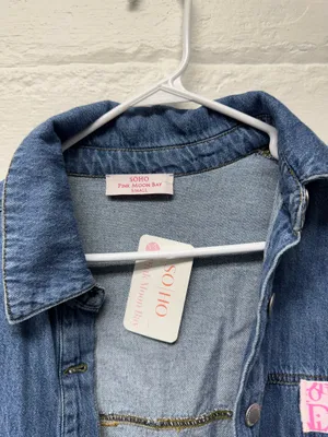 NWT Boutique Brand Denim Button Up Blue thumbnail 3