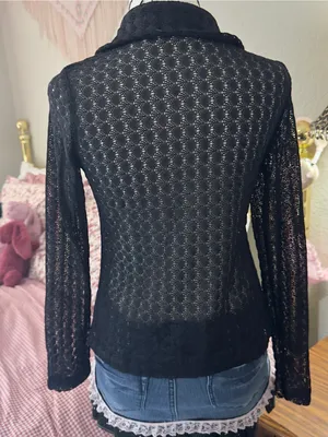 Y2K Black Sheer Knit Button thumbnail 9