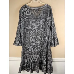 John Mark Womens Gray Sheer Embroidered Flare Sleeve Tunix‎ Top XL thumbnail 2