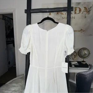 Aritzia Sunday Best 4 Tinsley Sweetheart Mini Dress White Puff Sleeve Fit Flare thumbnail 12