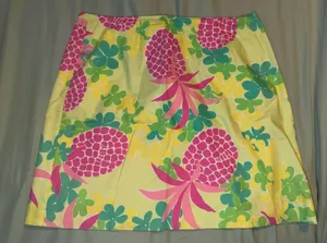 VINTAGE Lilly Pulitzer Floral Pineapple Print Skirt - Yellow, Pink & Green thumbnail 1
