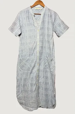Soft Surroundings Midi Shirt Dress Women S Blue Cotton Linen Good Missing Belt thumbnail 1
