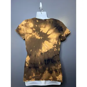 Equestrian Bleach Tie Dye Horse Graphic Tee Top Shirt Womens Small Brown thumbnail 8