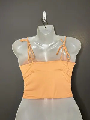 Gilly Hicks Tank Top Womens M Orange Square Neck Corset Cami Stretch Summer thumbnail 4