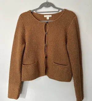 Treasure & Bond Camel Brown Button-Front Knit Cardigan thumbnail 1