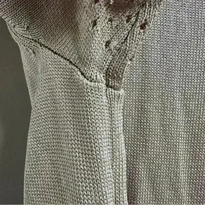 COS Women’s Short Sleeve Knit Summer Sweater‎ Beige Cream Cutout Minimalist M thumbnail 6
