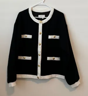 By Anthropologie Colorblock Tweed Coatigan Lady Jacket Size: XL thumbnail 1