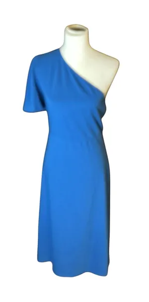 Who What Wear Bright Blue One-Shoulder Midi Dress - Size Large thumbnail 1