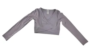 Gymshark Lavender Wrap-Front Long Sleeve Crop Top thumbnail 1
