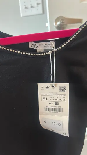 Zara Black Rhinestone Long Sleeve Top thumbnail 3