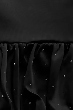 Zara mini dress strapless little black rhinestones balloon corset bodycon party thumbnail 6