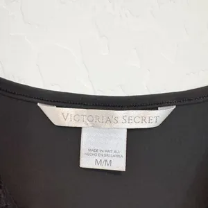 Victorias Secret Slip Dress Size M‎ Black Satin Lace Slit Mini Lingerie Coquette thumbnail 5