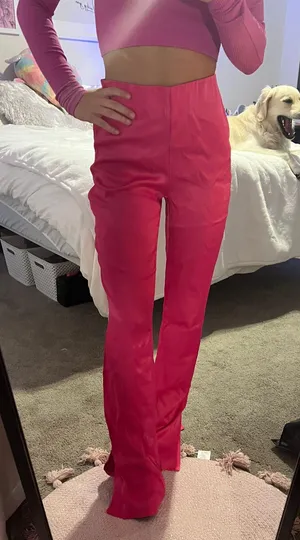 ZARA Satin Pink Pants thumbnail 1