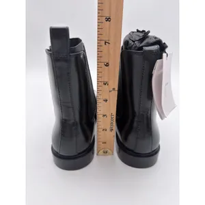 Mango Elegant Black Polished Bovine Leather Everyday Ankle Chelsea Boots 8.5 thumbnail 5