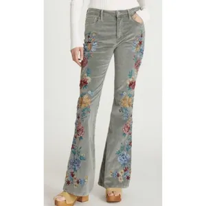 Free People x Driftwood Farrah Embroidered Cord Flare Jeans Sz 28 thumbnail 5