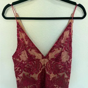 Free People Night Shimmer Mini Slip Dress Lace Sequins Sparkle Raspberry Size 4 thumbnail 4