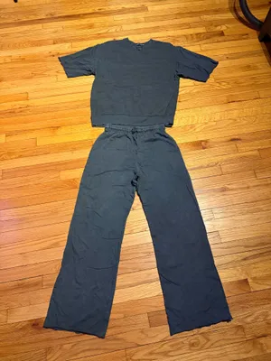 NWOT Zara Lounge Matching Set shirt/pants drawstring Coord top Sz S/M charcoal thumbnail 2