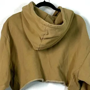 M Aritzia TNA Cozy Sweatfleece Perfect Crop Hoodie Sweatshirt Cropped Camel thumbnail 5