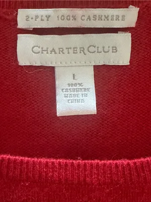 Charter Club Red Crewneck Cashmere Sweater Preppy Holiday Valentines Christmas L thumbnail 4