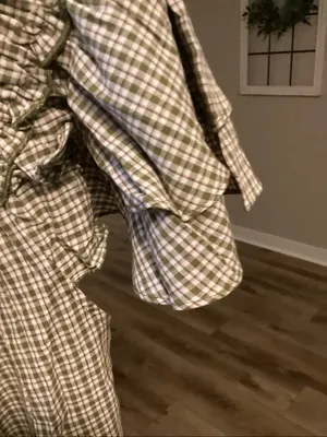 Easel Off-Shoulder Smocked Plaid Top - Beige/green thumbnail 3