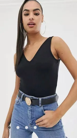 ASOS Black V Neck Body Suit thumbnail 1