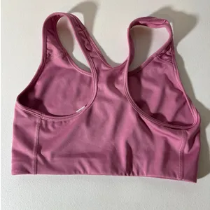 Nike Dri-Fit Size M Pink Swoosh Futura Sports Bra Logo Spellout CN5262-693 thumbnail 2