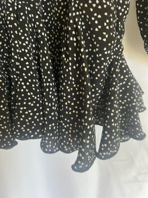 Luxxel Black and White Polka Dot Long-Sleeve Fit-and-Flare Romper thumbnail 7