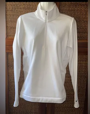 Nike golf women 1/2 zip cover-up Long sleeve size M White-Zip Pullover thumbnail 1